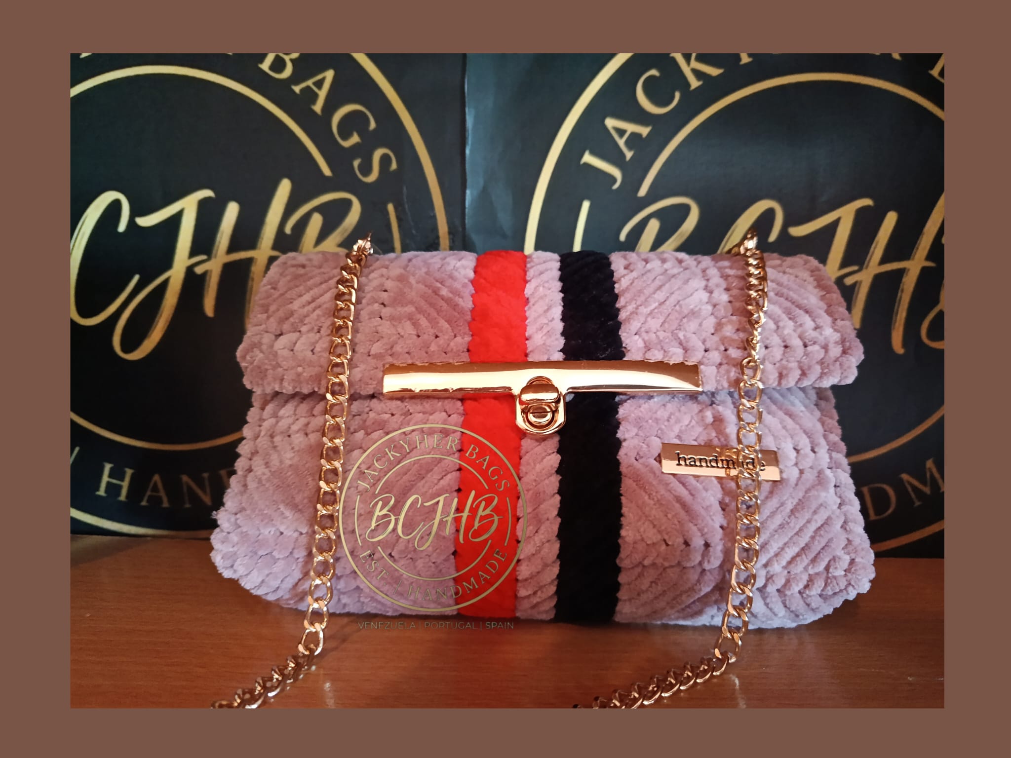 Bolso Velour Rayas Chic